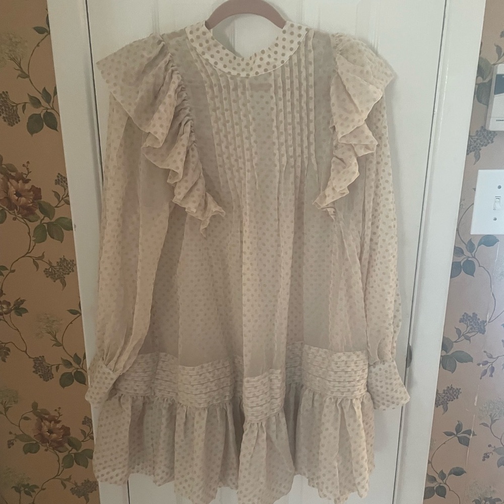 H&M Cream Polka Dot Blouse Mini Dress BRAND NEW